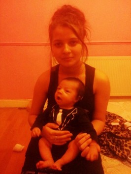 Denisa with her baby